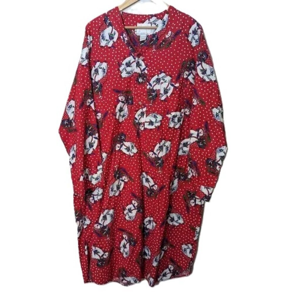 Vintage‎ Charles Goodnight LL Bean Christmas Polar Bear Fish Nightgown PJ Shirt